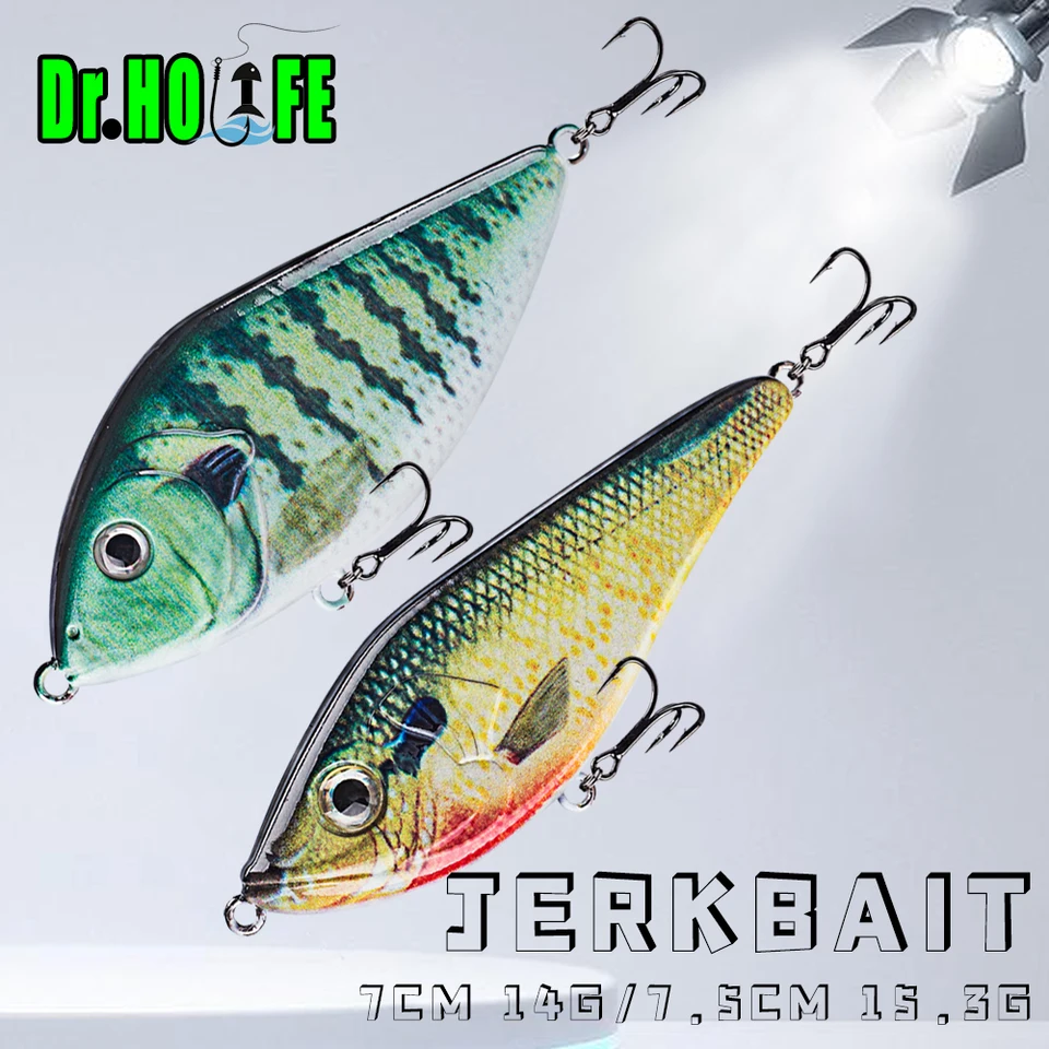 Dr.Hholife 1ks Jercbait 7cm/7,5 cm Umelá návnada Tvrdý plastový morský rybársky rybolov naláka