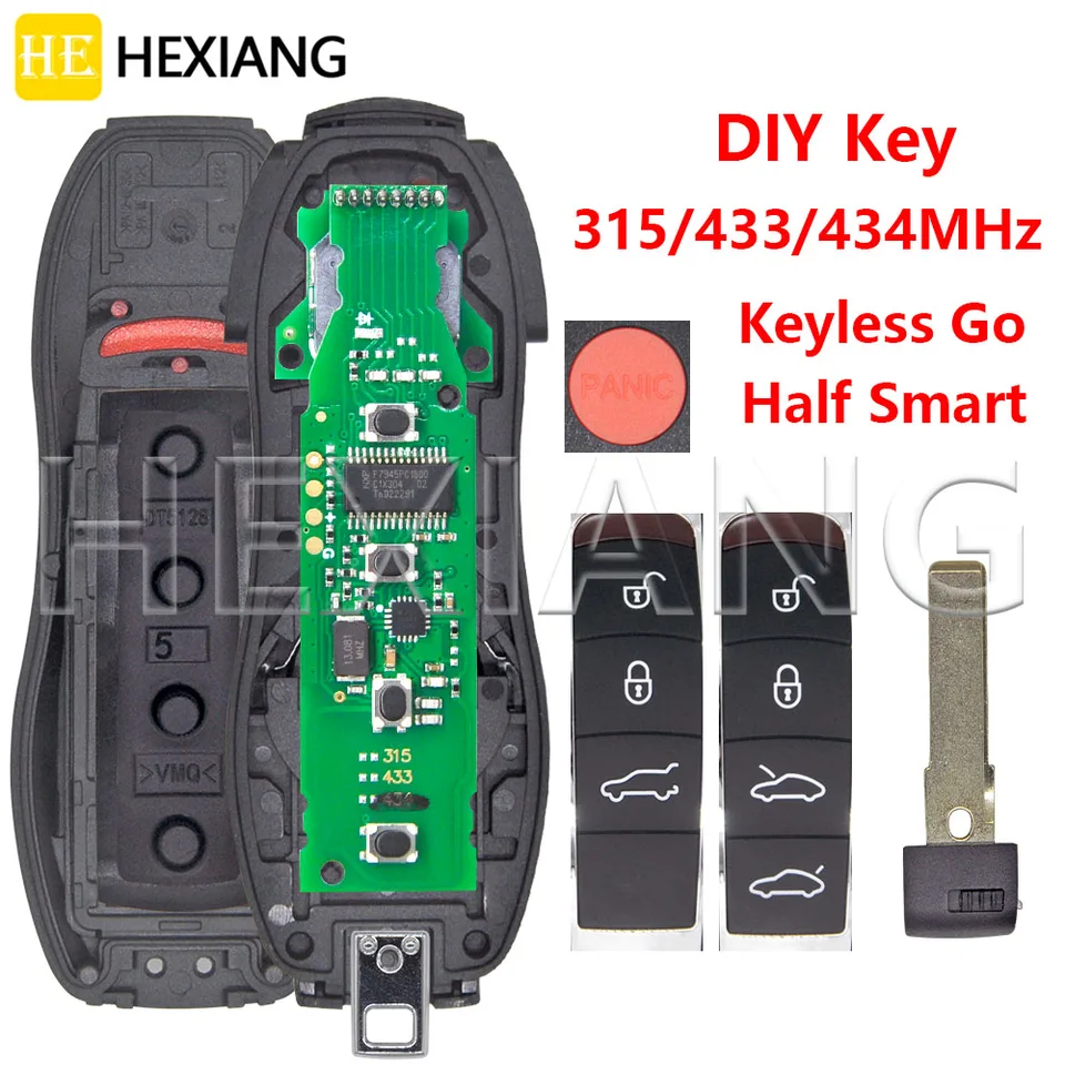 DR ID49 PCF7945P 315/433/434MHz 3/4/5 tlačidlo Žiadny bezkľúčový/bezkľúčový go Car Diaľkový kľúč pre DIY diely pre Porsche Panamera Cayenne Macan