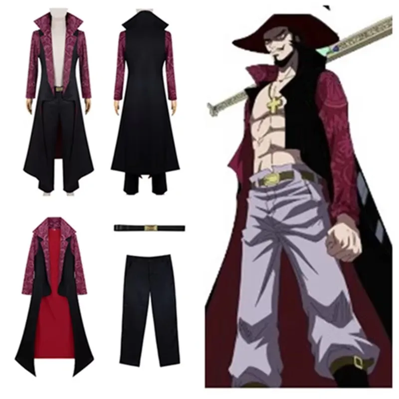 Dracul Mihawk Cosplay Anime diel Fantasy kostým dospelých mužov Bunda Pants Batch Outfits Halloween Karneval Fantasia zamaskuje obleky