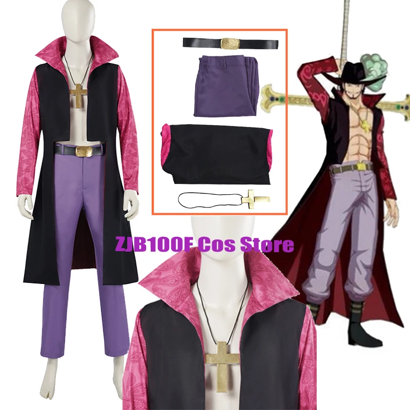 Dracul Mihawk Cosplay Anime Piece Steven John Ward Men Bunda Pants Batter Outfits Halloween Karneval Fantázia maskovaný oblečenie
