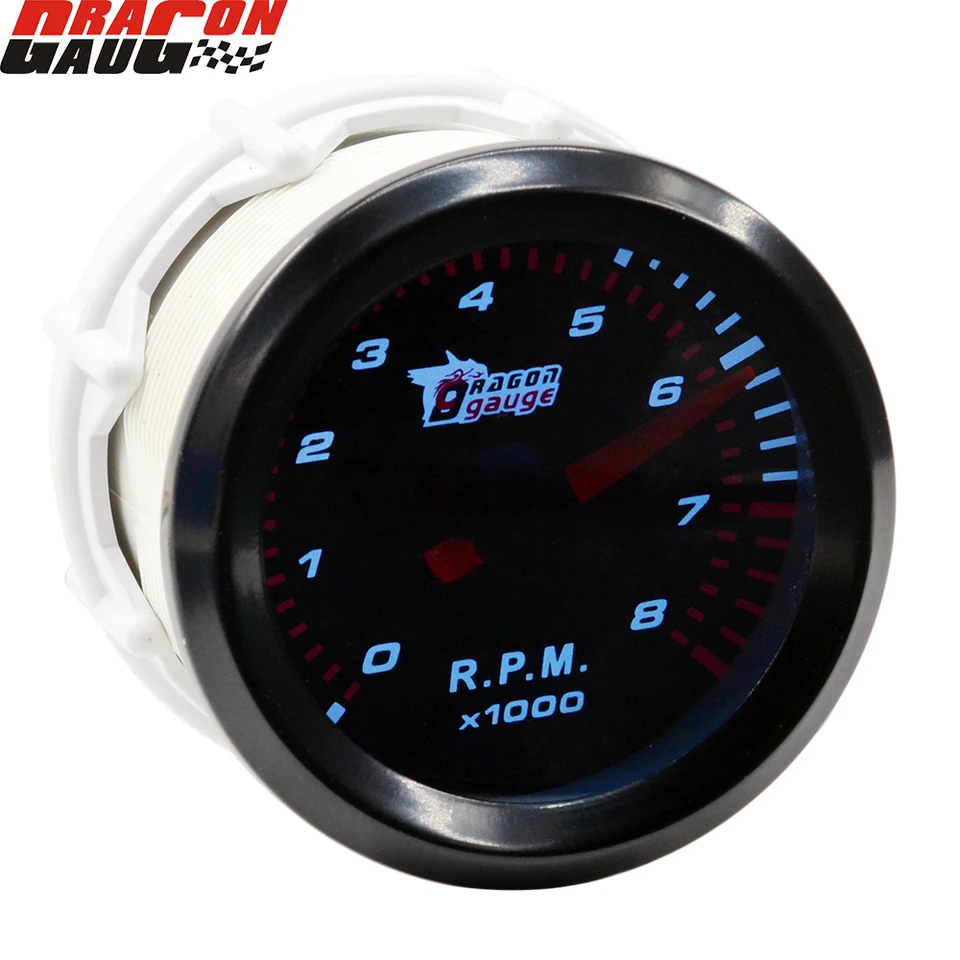 Dragon 52 mm automatické automobilové rev counter Tachometer ukazovateľ prístroja 8000 ot./min. Benzín 4-6-8 valcový meter