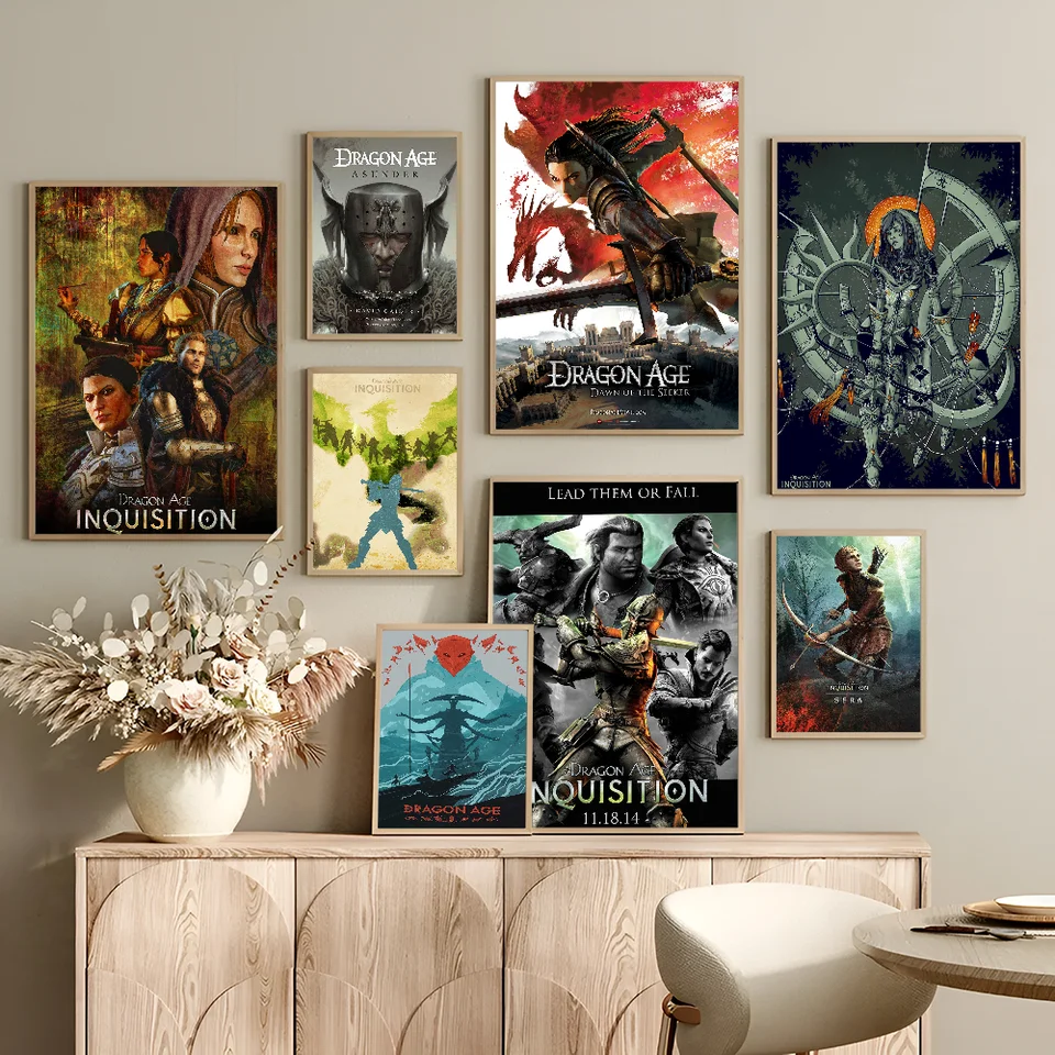 Dragon Age Origins Classic Video Game Classic Vintage Plagáty Whitepaper Výtlačky Plagáty Artwork Kawaii Room Decor