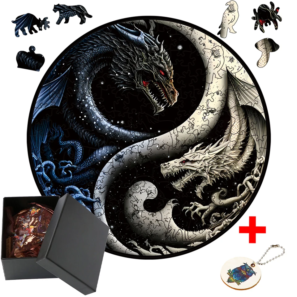 Dragon Animal Wooden Puzzle DIY Crafts Vzdelávací darček pre deti HELL Obtiažnosť mozgu trénera 3D puzzle hra pre dospelých puzzle