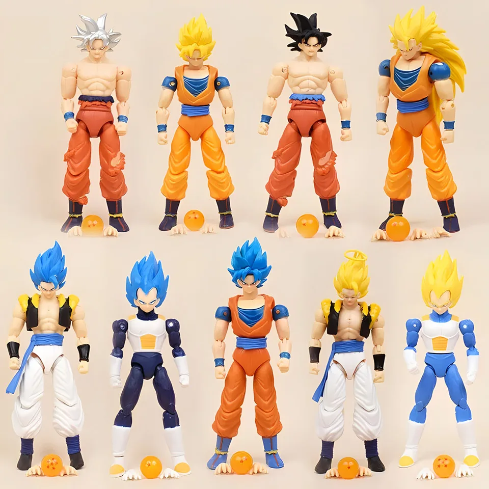 Dragon Ball Action Figure SHF Super Saiyan anime figurín Figurín Hnuteľná a modifikovateľná zbierka bábiky Hračky Darčeky
