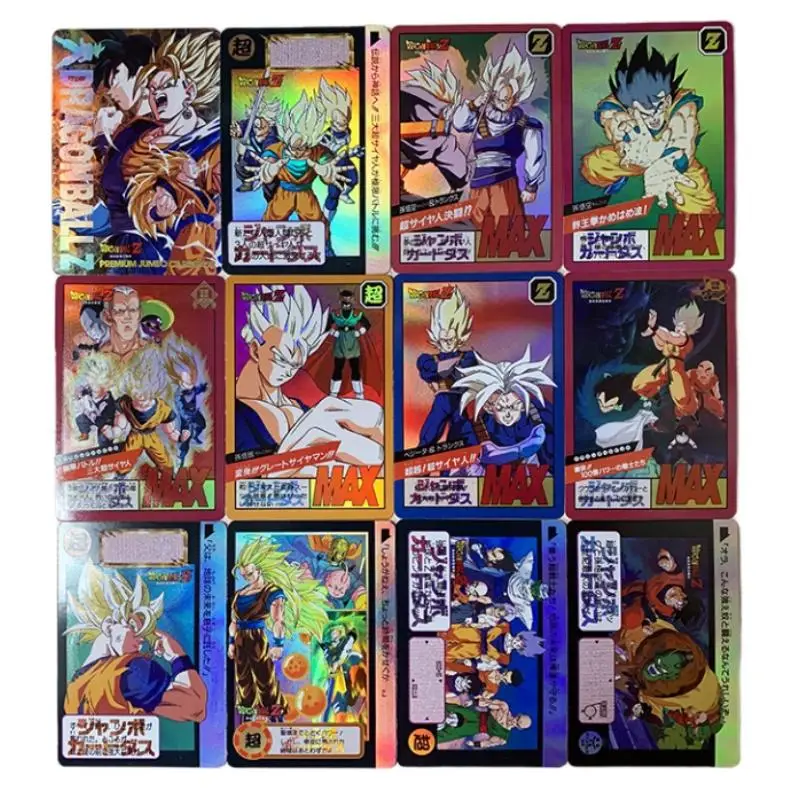 Dragon Ball Flash Card Son Goku Vegeta IV Super Saiyan 3 Krillin Trunks DIY 12 listov anime zbierka akčných hračiek Darčeky