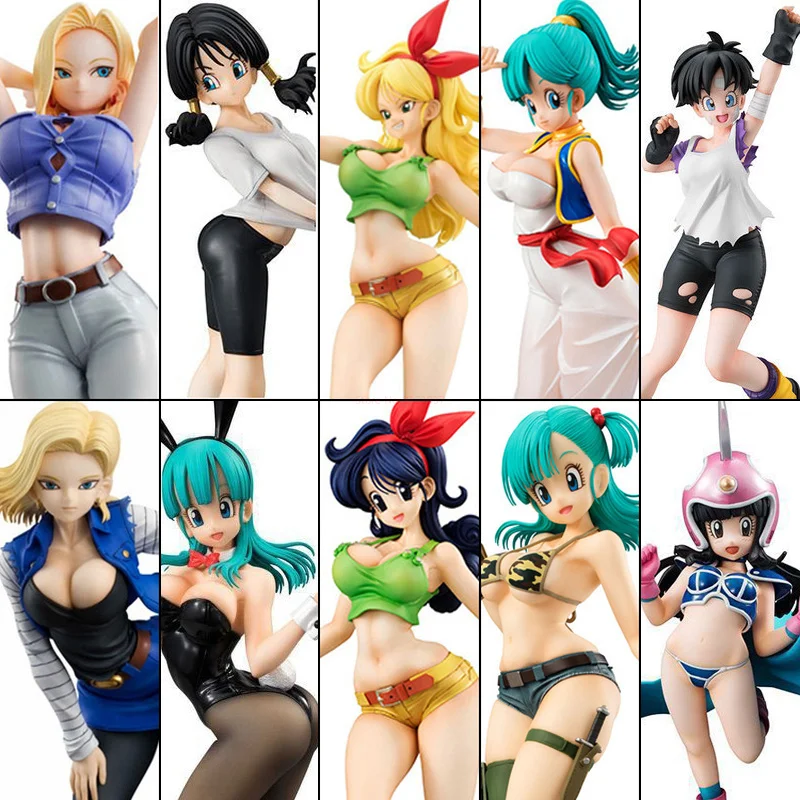 Dragon Ball Gem Anime Figures Bulma obed Videl Android 18 Sexy Beauty Girl Manga Socha PVC akčná figurína modely hračky dekorácie