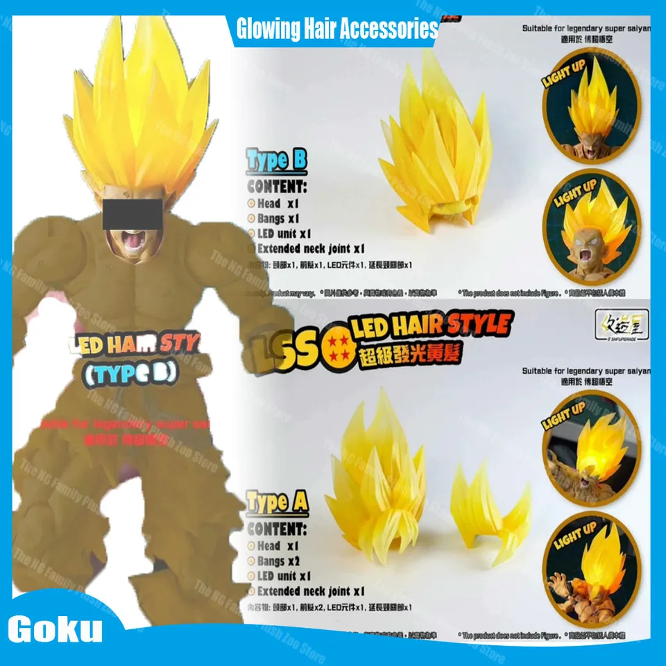 Dragon Ball Z Shfiguarts Super Saiyan Son Goku Growing Hair Actifle LED.