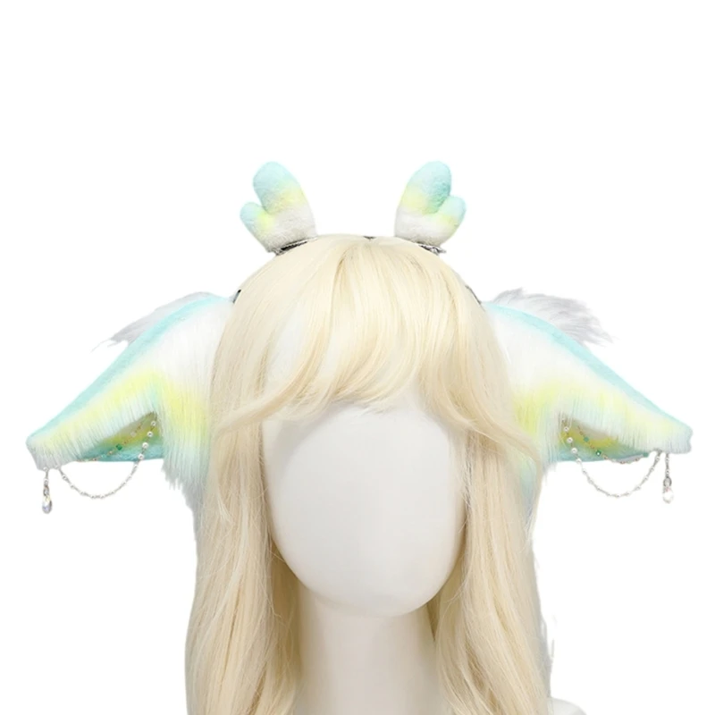Dragon Hair Clip Cosplay Headar Party Sexy čelenky s náušnicami vlasový obruč pre živé show rola hrania dropship