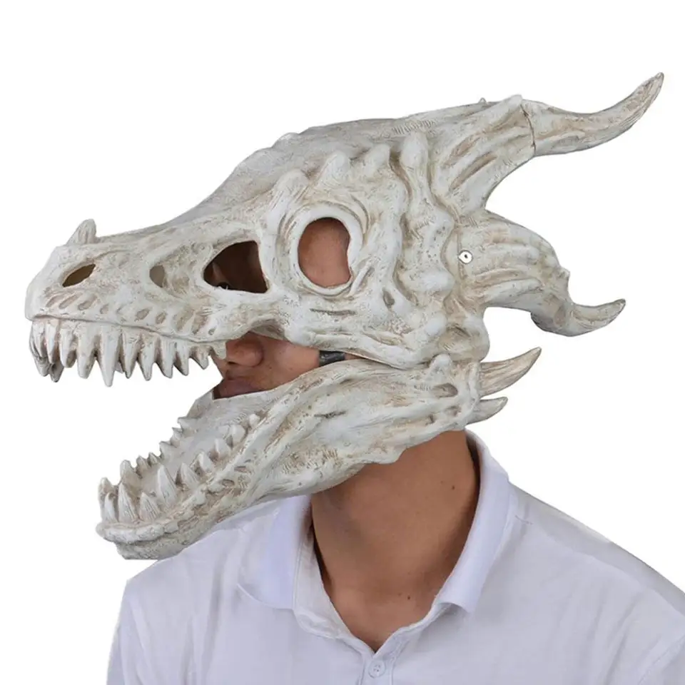 Dragon Mask Movná čeľusť Dino Dragon Bone Mask, Pohyblivé pokrývky hlavy dinosaura