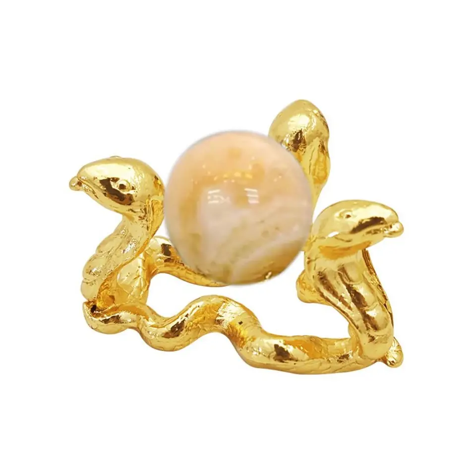 Dragon Snake Crystal Ball Metal Base Triangle zliatina zliatina Držiak držiak kamenný stojan stánok zlato/ružové zlato
