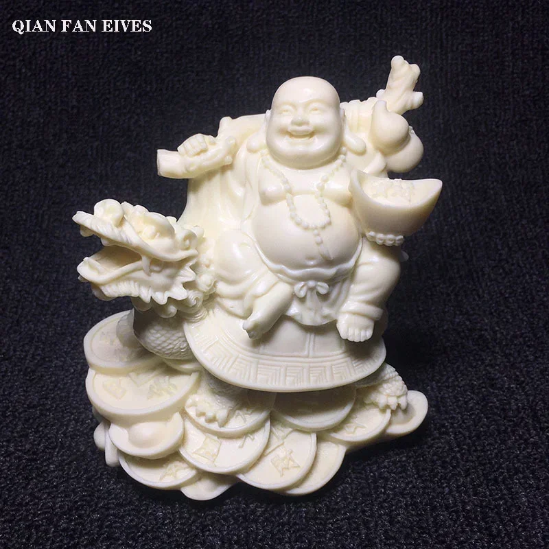Dragon Turtle Laughing Buddha Figures Sochy, živicová umelecká socha vysokej kvality Buddha Domov obývacia izba, socha kancelárskeho bohatstva
