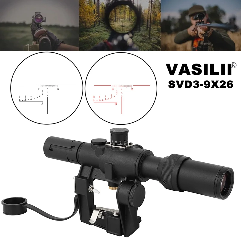 Dragunov SVD POS 3-9x26 Rode Verlichte Sniper Rifle Riflescope SCOME FIT AK 47 RIFLESCOPE VOOR LUCHTDRUK AIR AIR RIFLE