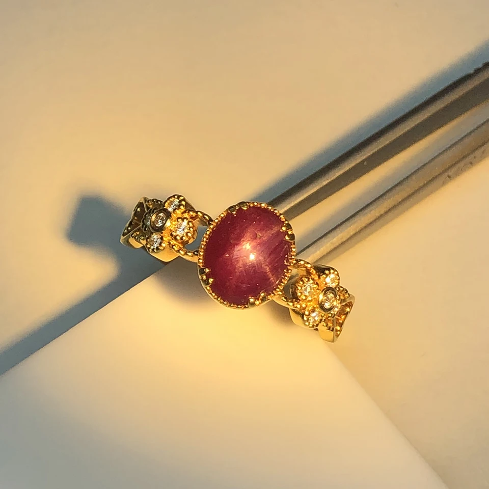 Drahokam 18k zlata prírodné rubínové hviezdne svetlo rubínový prsteň bez zahrievania prírodný holub krv rubínový prsteň diamant ženský prsteň prsteň