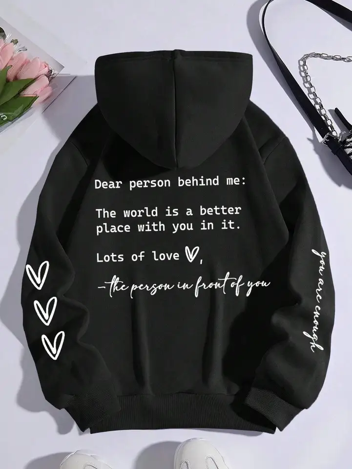 Drahý človek za mnou list grafická tlačová kapucňa dámska módna mäkká mikina jeseň teplý fleece s kapucňou ležérne voľné vrcholy