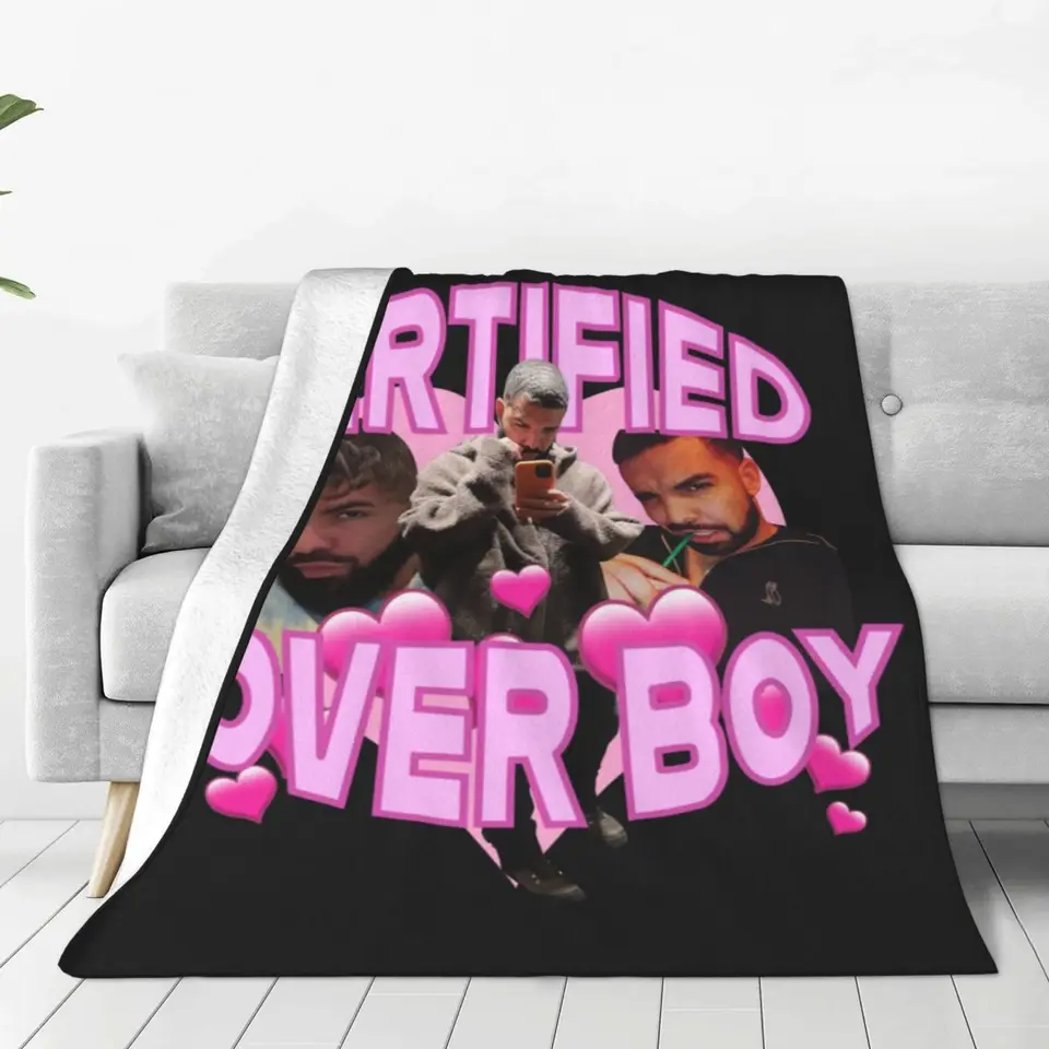 Drake hudobník flanel prikrývka Kvalita mäkkého teplého milenec chlapec ružový hádzanie prikrývku na jar