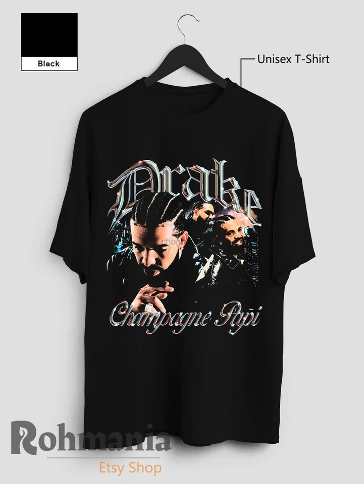 Drake T tričko Drake Champagne Papi tričko rap hip hop hudba Merch 90s retro personalizované príležitostné tričko