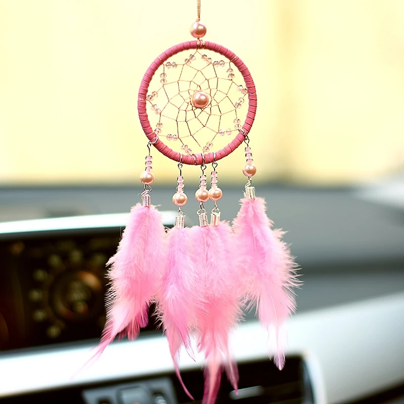 Dream Catcher Auta zavesenie ozdoby perie na zrkadlá na zrkadlá prívesok