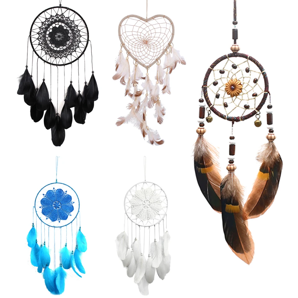 Dream Catcher White Feather Wind Wind Wall zavesenie ručne vyrobených korálkov Romantické umelecké remeslá pre domácu kanceláriu na večierok visí dekorácia