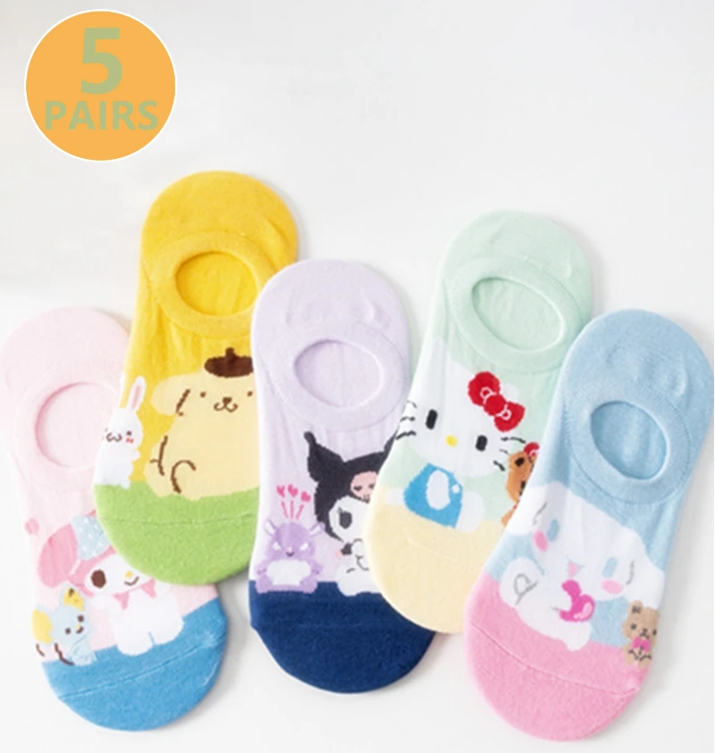 Dream Party Sanrio Dámske vysokokvalitné jarné ponožky tenkých člnov Nové kawaii karikatúry Roztomilé dámske ponožky