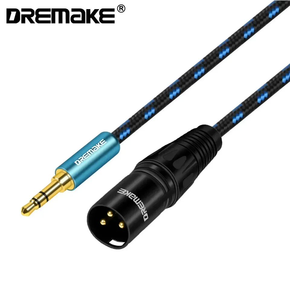 Dremake Aux 3,5 mm muž na XLR 3-kolíkový mužský zvukový kábel XLR na 1/8 '' Mini Jack 3,5 mm nevyvážený kábel prevodníka pre reproduktor