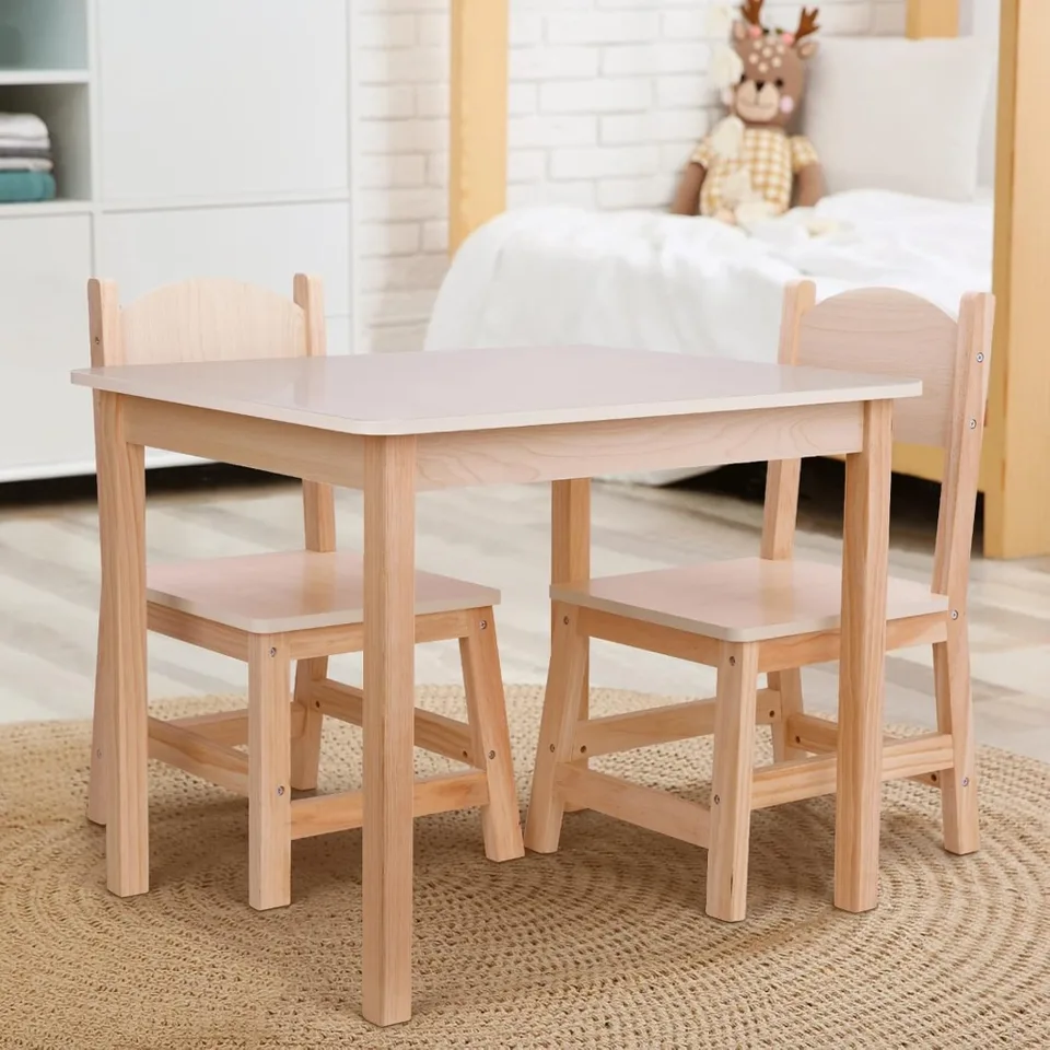 Drest Kids Table and Stoličky, prírodné, robustné, nekryje sa, ľahký detský nábytok, ľahko sa porovnáva
