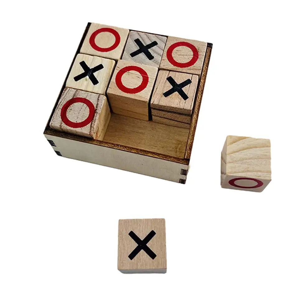 Drevená hra Tic Tac Toe, Brain Univerer Puzzzle Game, Xo Saches Board Game Funny