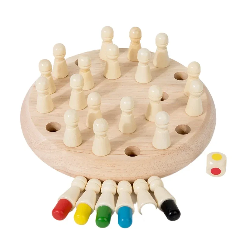 Drevená pamäť šachová zodpovedajúca hra rodinná farebná stolová hra pre deti a dospelých Montessori Preschool Learning Learning Educational Toy