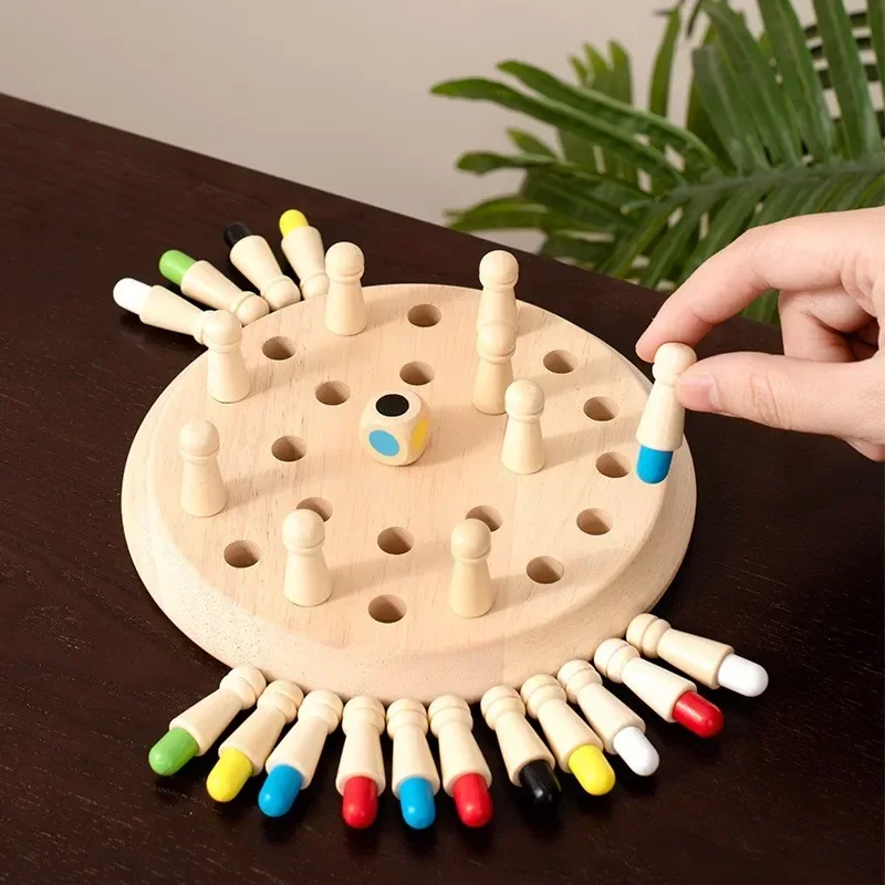 Drevená pamäťová páka Stick Chess Color Game Board hádanky Montessori vzdelávacie hračky kognitívne schopnosti učiť hračky pre deti