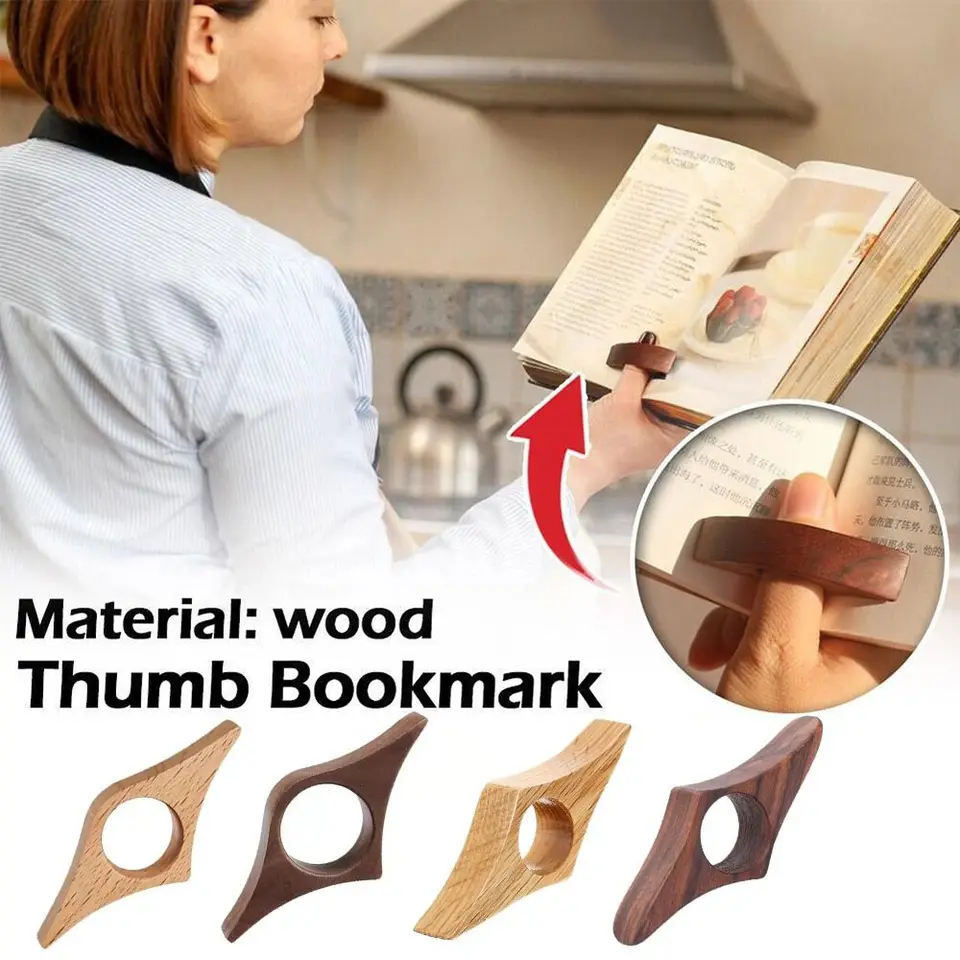 Drevená pohodlná záložka One Hand Reading Tomb Book Support thumbmark Book Držiteľ držiaka palcov