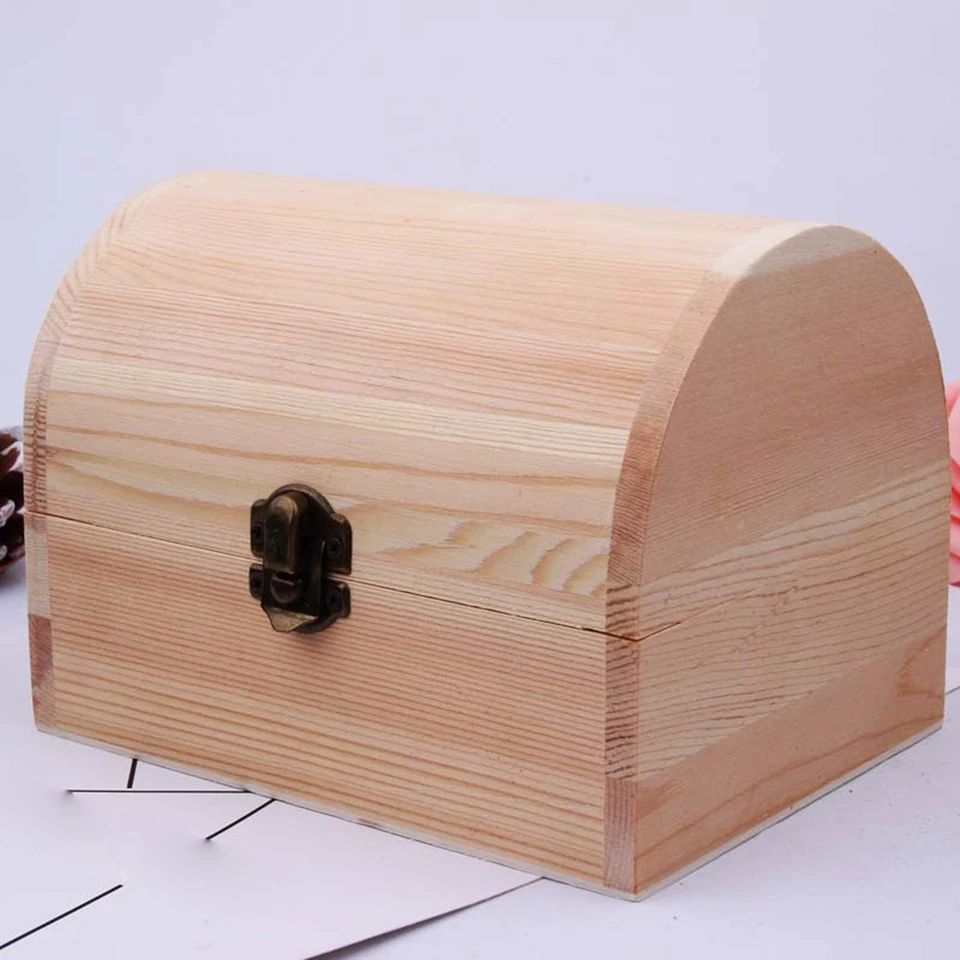 Drevená škatuľka Treasure Hrudník Krabica Šperky Ukladač