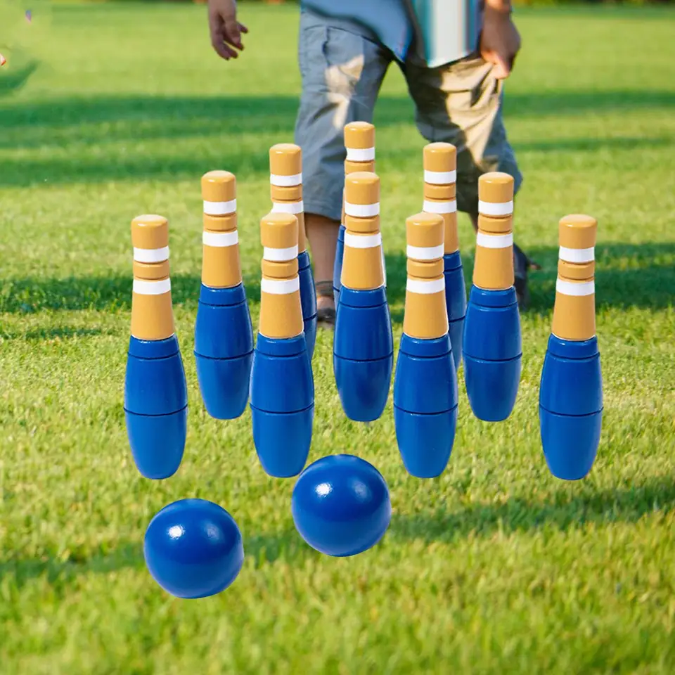 Drevené detské bowlingové hračky skorý vývoj rodinná hra prop 10 drevené kolíky vonkajšie športové hračky pre záhradné darčeky trávnik Indoor Sport