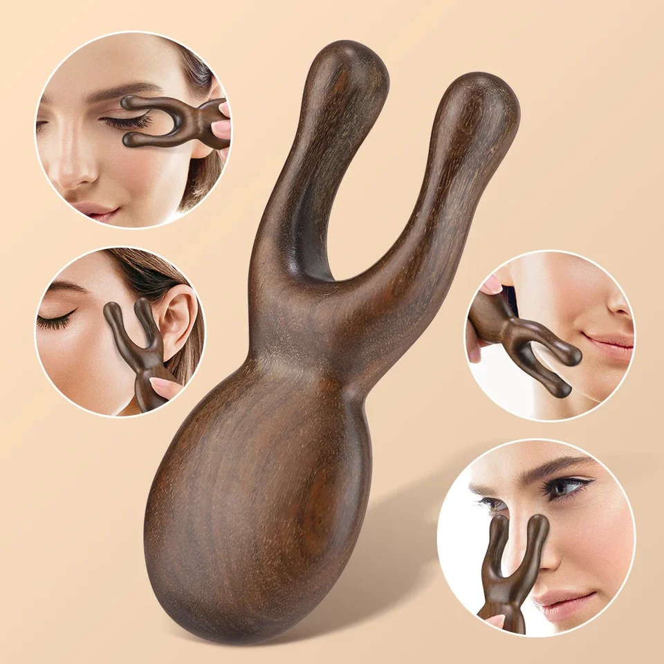 Drevené nástroje na tvár Gua Sha Massager Massager santalové drevo Masáž Nástroj na tvár z očí dreva Masáže akupressur náradie
