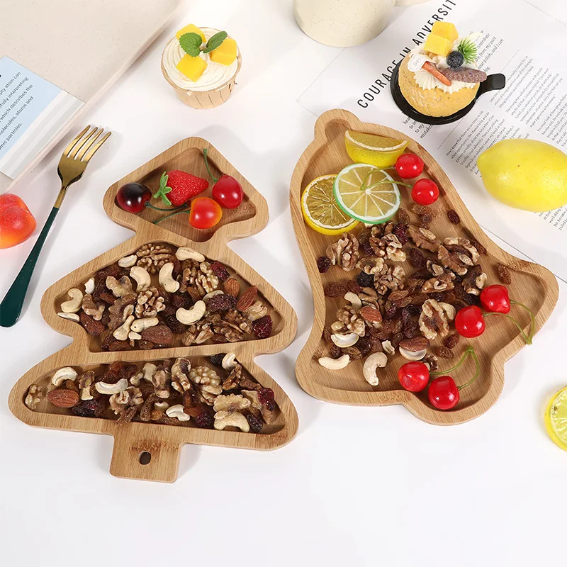 Drevené podnos vianočné dekorácie Vianočné jedlo Santa Tree Shape Careterie Tray Restaurant Dessert Board pre predjedlá potravín