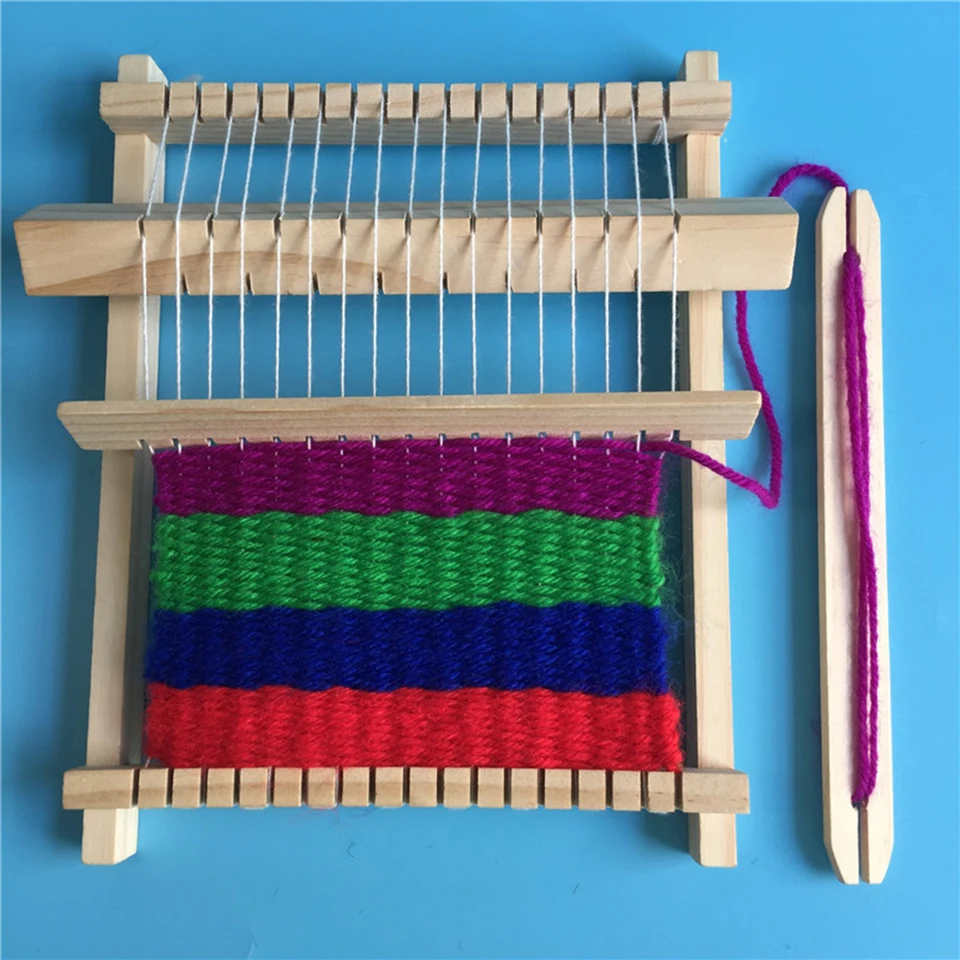 Drevené tkanie stroja 21.5x16.5x3cm DIY Multi-Craft Loom Nastaviteľné tkané nástroje ručne vyrobené pre začiatočníkov intelektuálna hračka pre deti