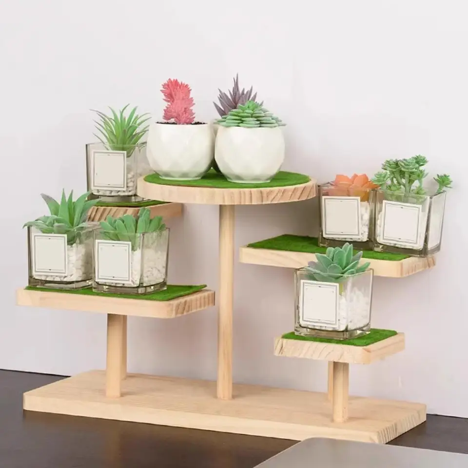 Drevené výstavy stúpacie figúrky zobrazujú stojan Decor Moderné kreatívne praktické zberateľské zobrazenie regálu pre modely pre modely