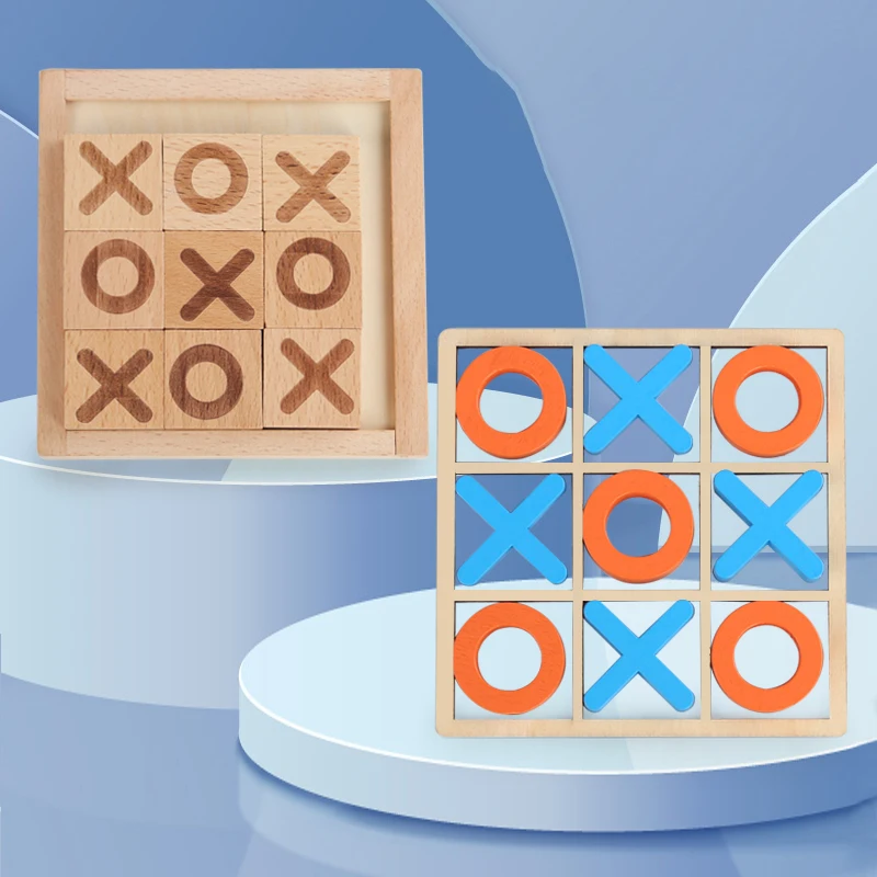 Drevené XO Tic Tac Toe Game Mini šachová dosková hra pre interakciu Tréning Montessori Vzdelávacie hračky Darčeky pre deti chlapec dievča