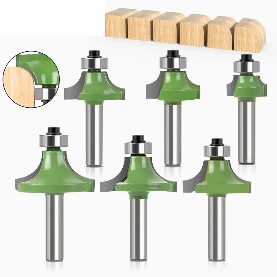 Drevený smerovač 8 mm driemka Strasový mlynový mlyn pre čistenie výreckej mlyna Čistenie Roh roh Round Round Cove Bits Bits