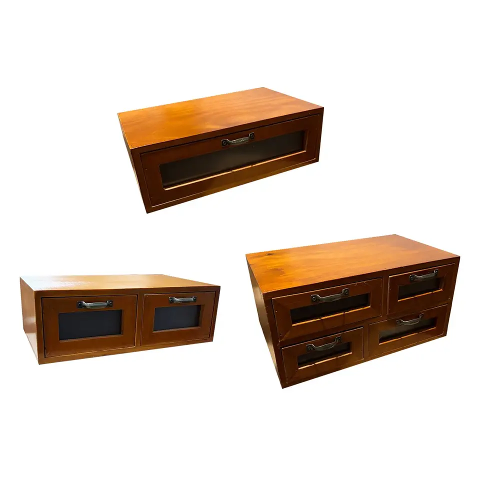 Drevné skladovacie úložné pokladne Dodávky pracovného priestoru Organizátor Vanity make -up zásuvky Organizátor Computer Monitor stúpa