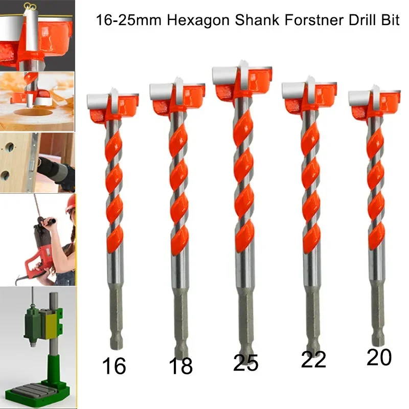 Drevné vŕtacie bit samopatresové otvor na pílu s rezačkou dreva 16 mm-25 mm uhlíkovú oceľ Hexagonal Drišla
