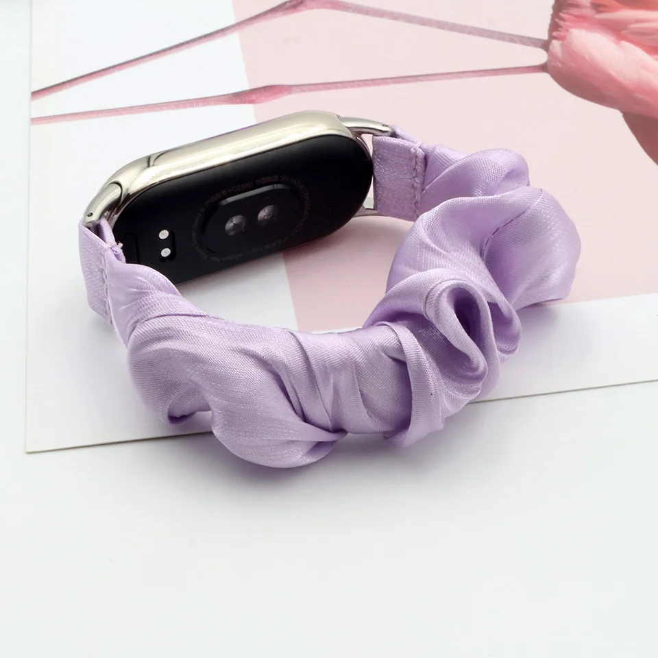 Dreysy nylonový remienok pre Xiaomi Mi Band 8/ Smart Band 9 NFC Scrunchies Handrička Soft Solo Solo Tkanina náramok Ženy Elastic Elastic