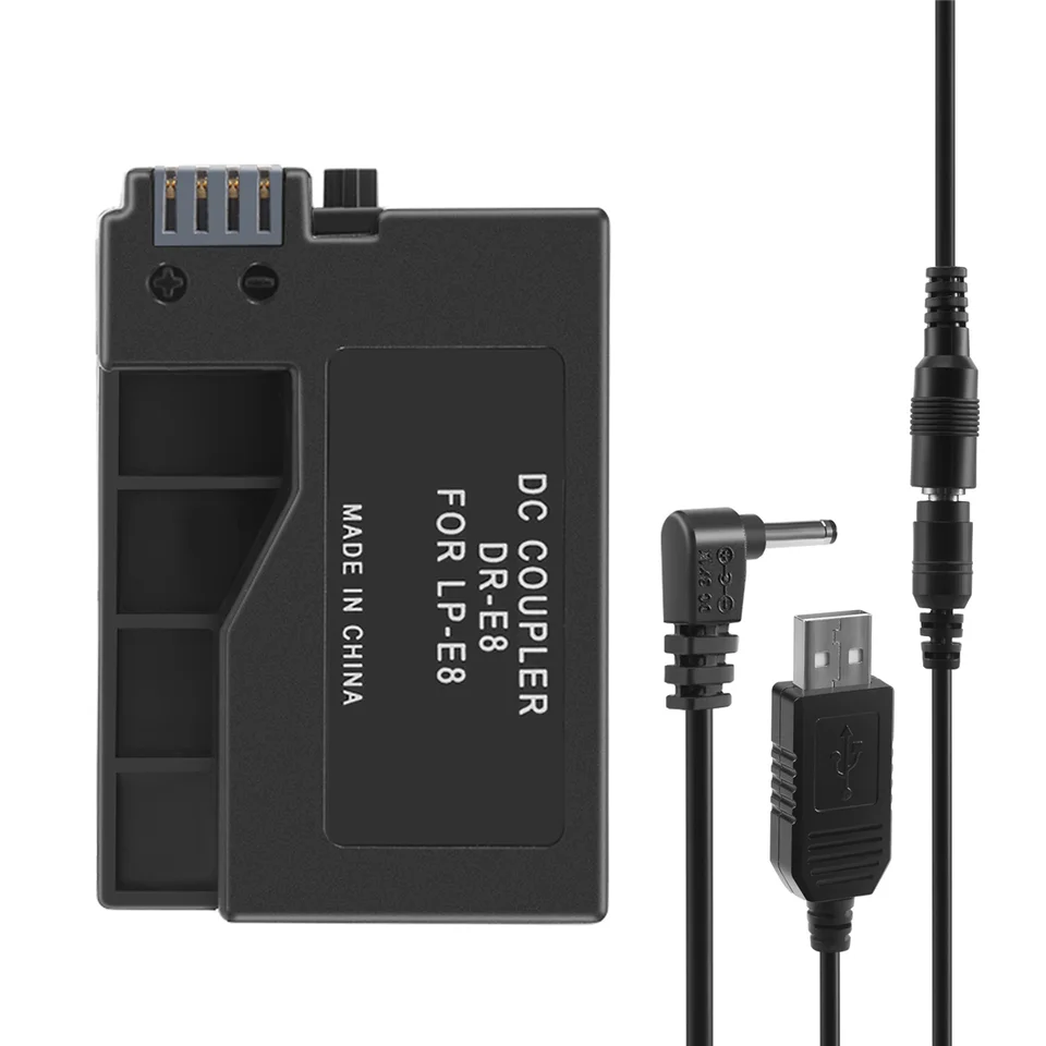 DRI-E8 DUM) DUM) s výmenou káblového kábla USB DC Power Bank Bank pre LP-E8 pre Canon EOS 550D 600D 650D 700D DSLR fotoaparátov DSLR