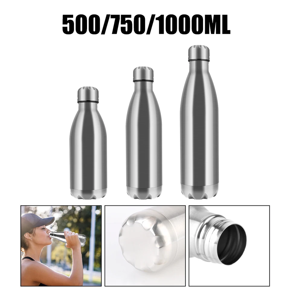 Drinkware 500 ml 750 ml 1000 ml vodnej fľaše Cola Fľaša z nehrdzavejúcej ocele Vonkajšie cestovné športové nápoje fľaše s jednou stenou fľaša s vodou