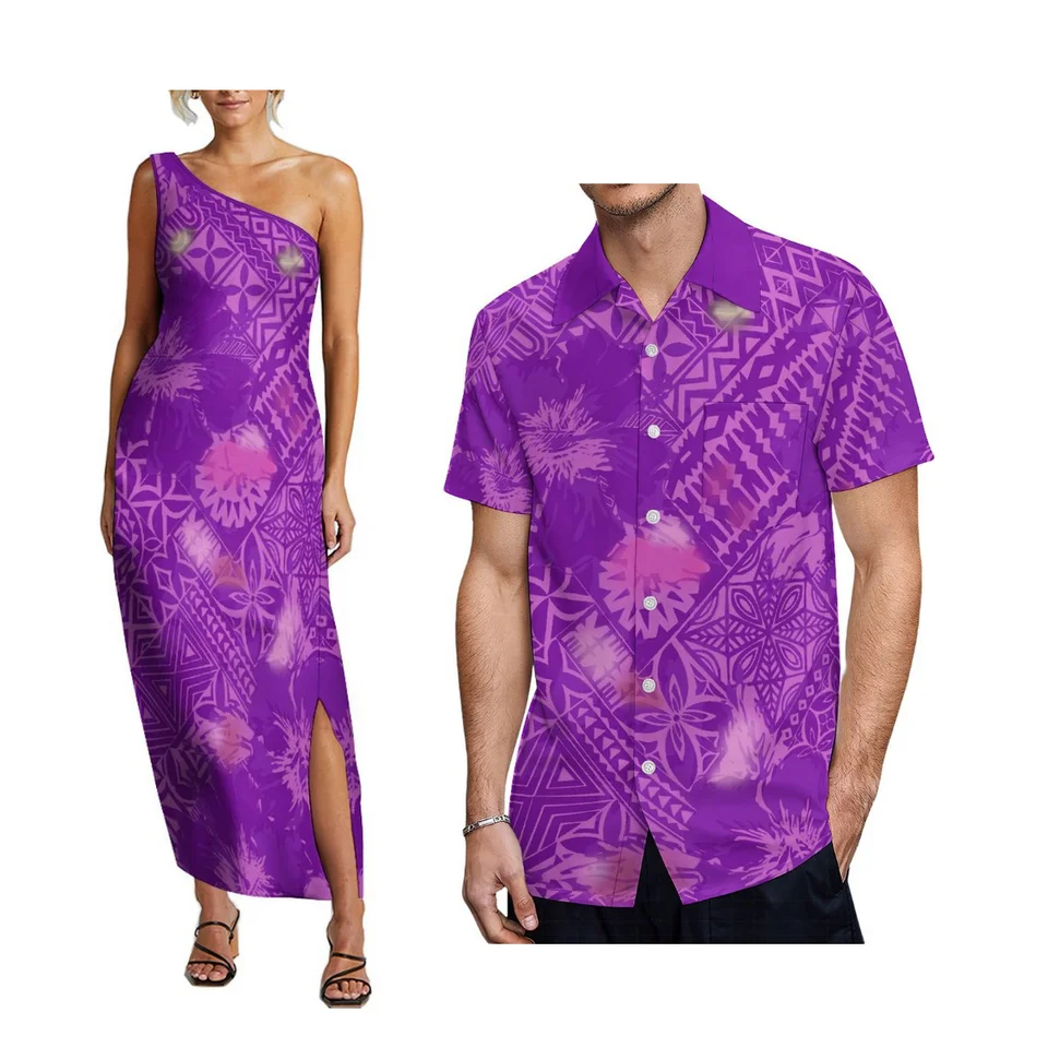 Drop Shipping Custom Polynézsky bez rukávov bez rukávov šikmé ramenné šaty Ženy Lady Elegantné dlhé šaty na Havaj