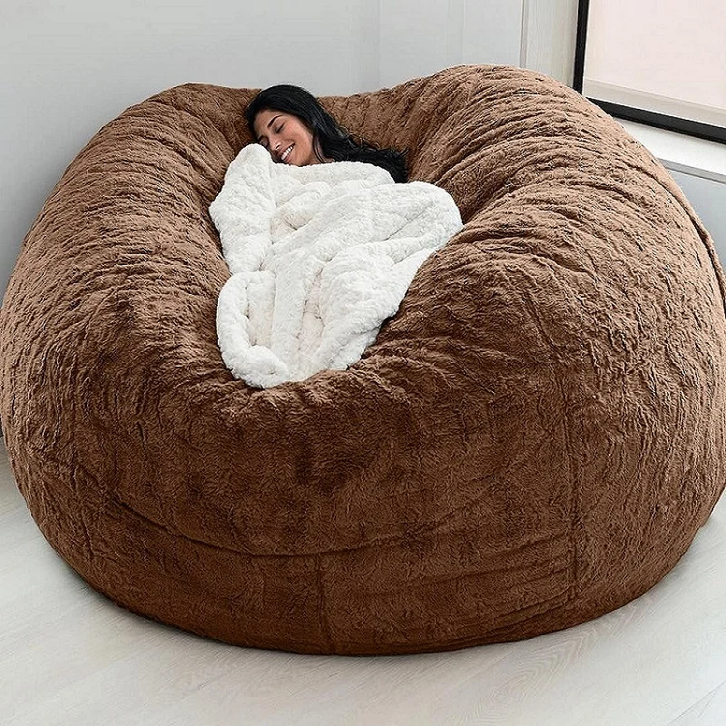 Dropshipping Relax Giant Fluffy Fur Bean Bag Bed Slipcover Case podlahové sedadlo gauč futon lenivý pohovka kreslo na slnečné ležadlá
