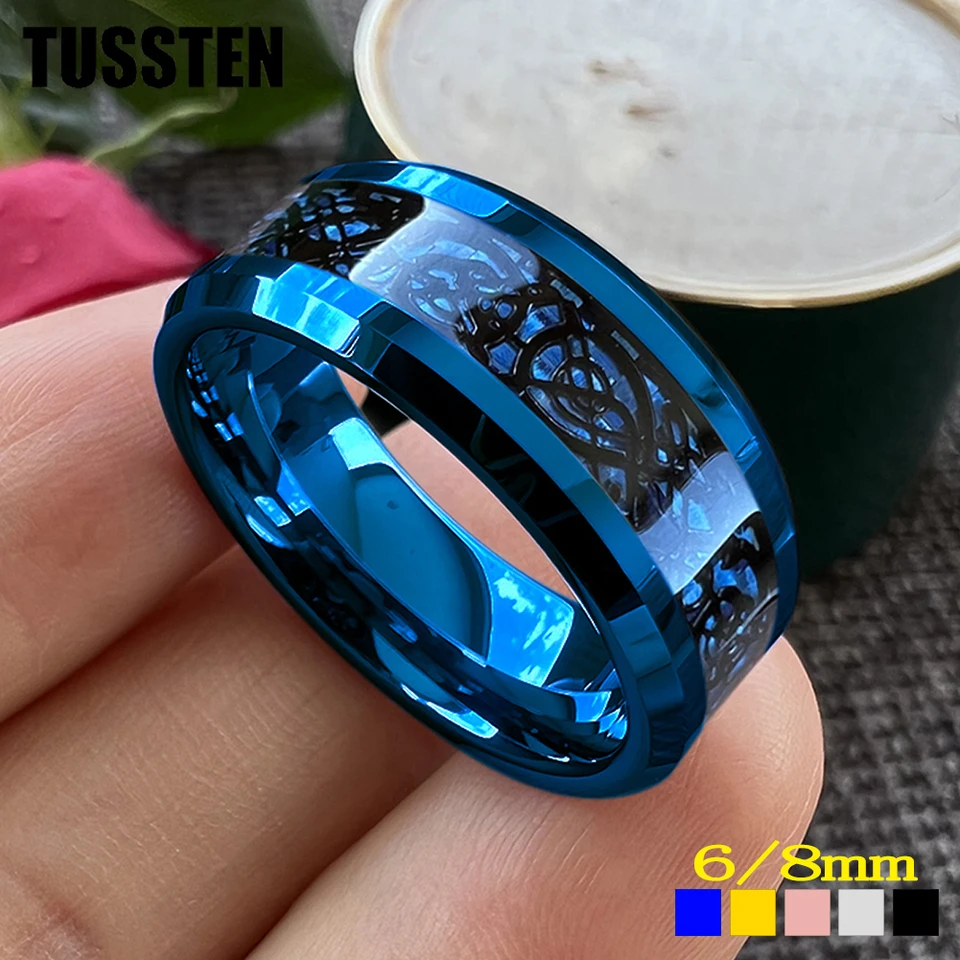 Dropshipping Tussten 8mm Dragon Ring Volfrám Svadobná skupina pre mužov Dámske skosené leštené okraje Klasické šperky Pohodlné fit