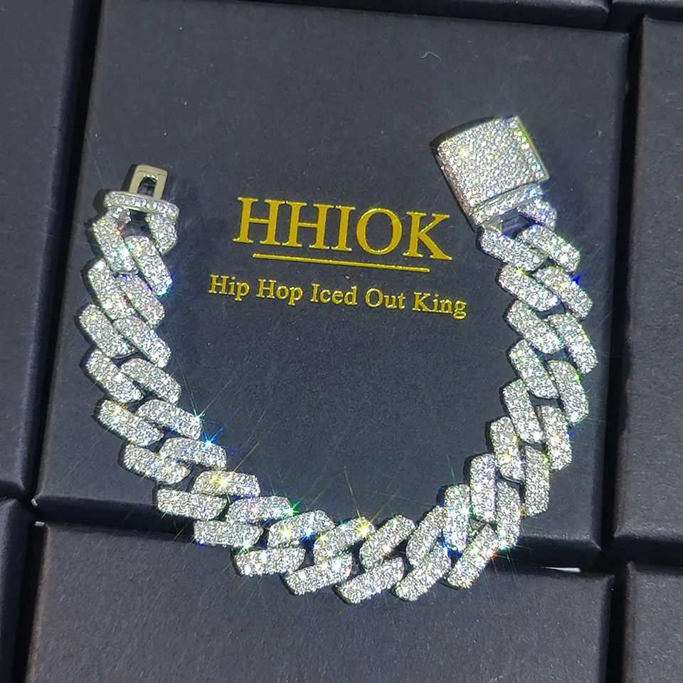 Dropshipping Vysoko kvalitné 14 mm kubánske spojenie náramok Men bling Iced out Cz Bangle Chains Cubic zirkon hip hop rockové šperky