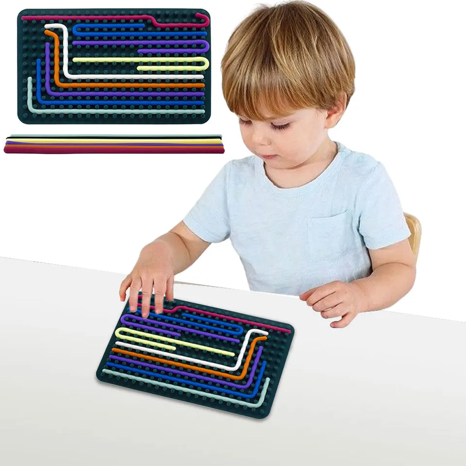 Druhá bočná senzorická aktivita obsahuje 11 reťazcov Silikone Fidget Hray Sensory Mat pre upokojujúcu úzkosť stresu ADHD a autizmus