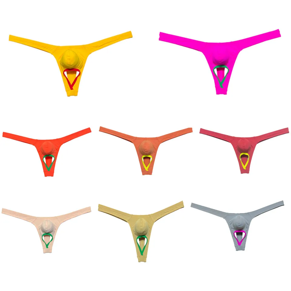 Drzý muži nylon tangas farebné orechy z remienkov Mini spodné bikiny briefs elasticita push Up Upwear spodné prádlo sissy nohavičky