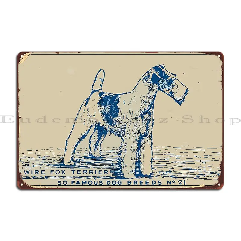 Drôt líška teriér Vintage Art Dog Vintage Plagát Art Elegantcat Metal Sign Designer Designing Dov domáceho klubu Cínový znak plagát