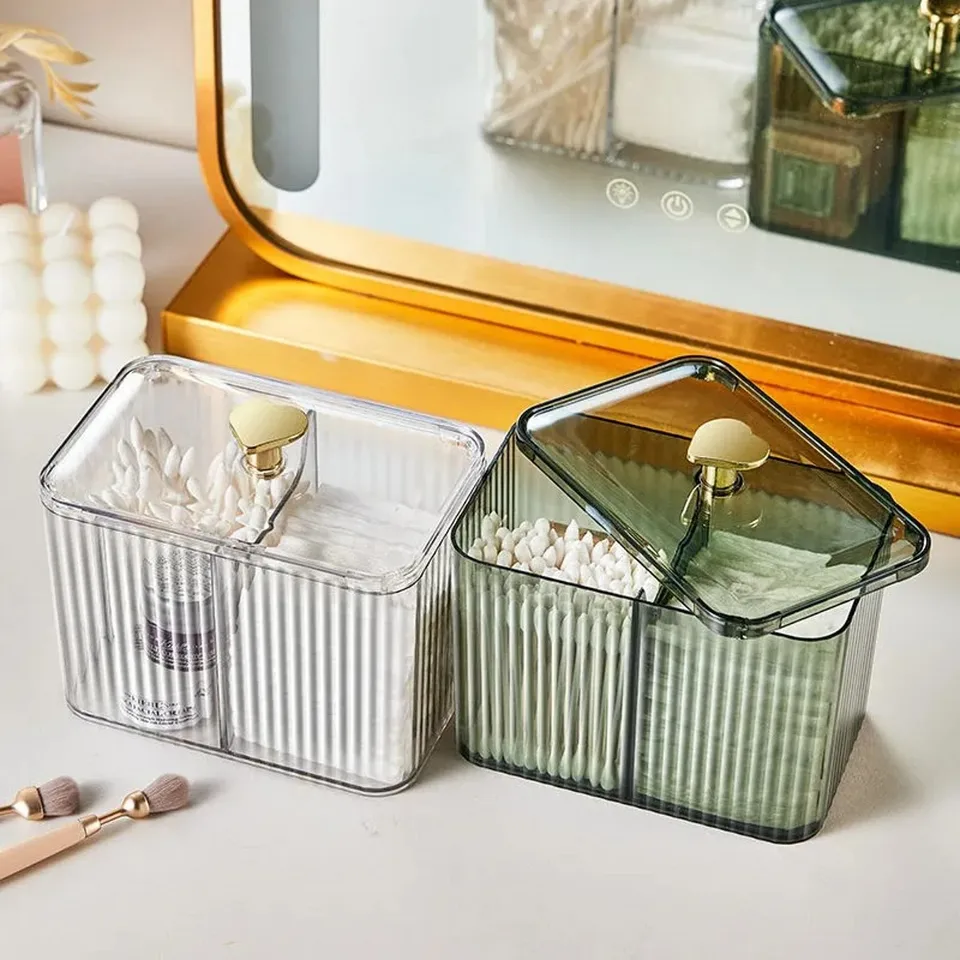 Držanie držiaka QTIP Clear Kúpeľňa Organizátor Jar Špváník/podložka/držiak lopty Container Cosmetics Storage Boxes for Vanity